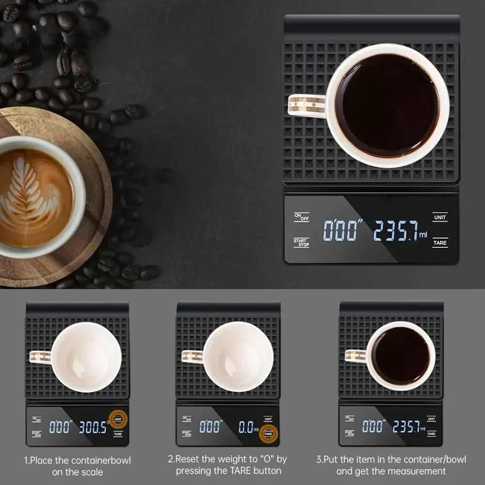 Kitchen Gadgets Electronic - Báscula Electrónica Inteligente para Café, Báscula