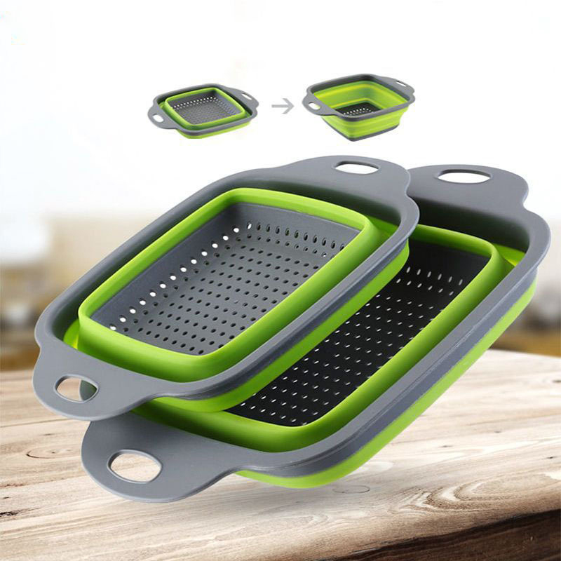 Kitchen Gadgets Dropshipping - LMETJMA-colador plegable cuadrado de silicona para