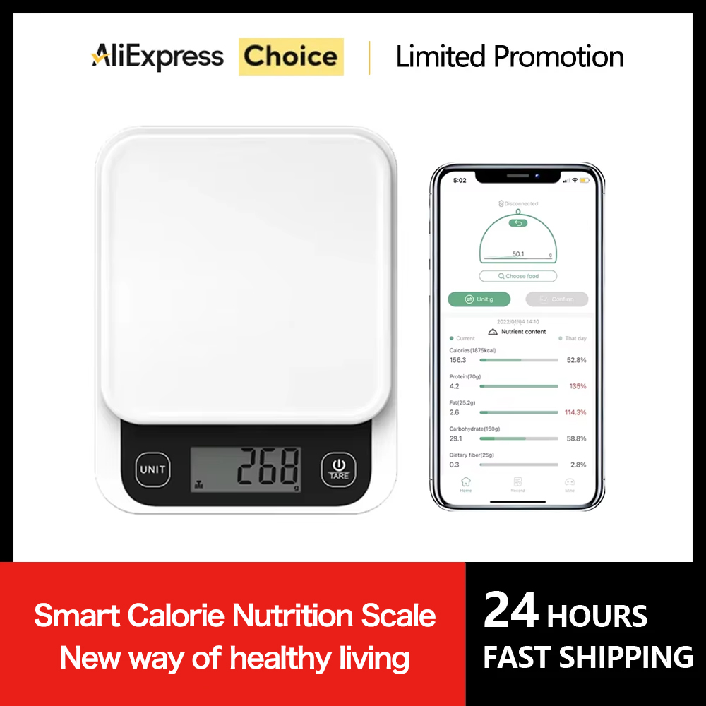 Kitchen Gadgets Cool - Báscula inteligente para cocina de 5kg/0,1g/1g,